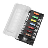 Chatovalo 6-circuit fuse box front view with clear status window for quick checks.