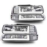 CHEDA LED DRL headlight for Chevy Silverado 99-02 front view with chrome housing improves daytime visibility.