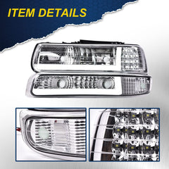 CHEDA LED DRL headlight for Tahoe 2000-2006 front view with clear reflector boosts style.