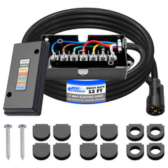 CheeMuii 12 ft 7-Way trailer wiring kit laid out for planning your installation.