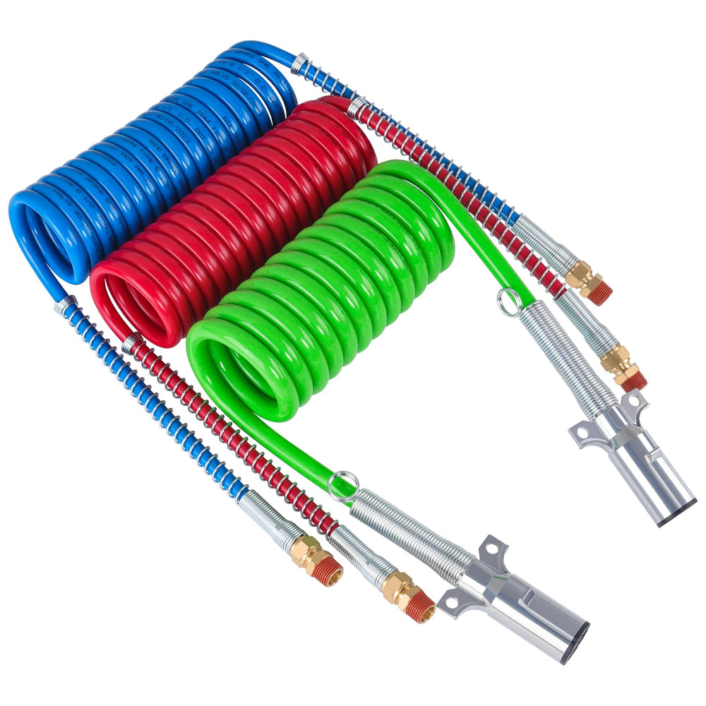 CheeMuii 15 ft coiled air brake hose for reliable airflow and durability.