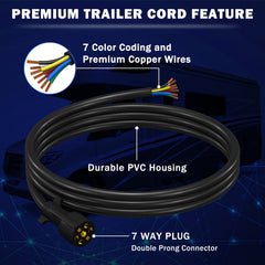 CheeMuii 7-pin trailer plug double prong for durable, weatherproof connections