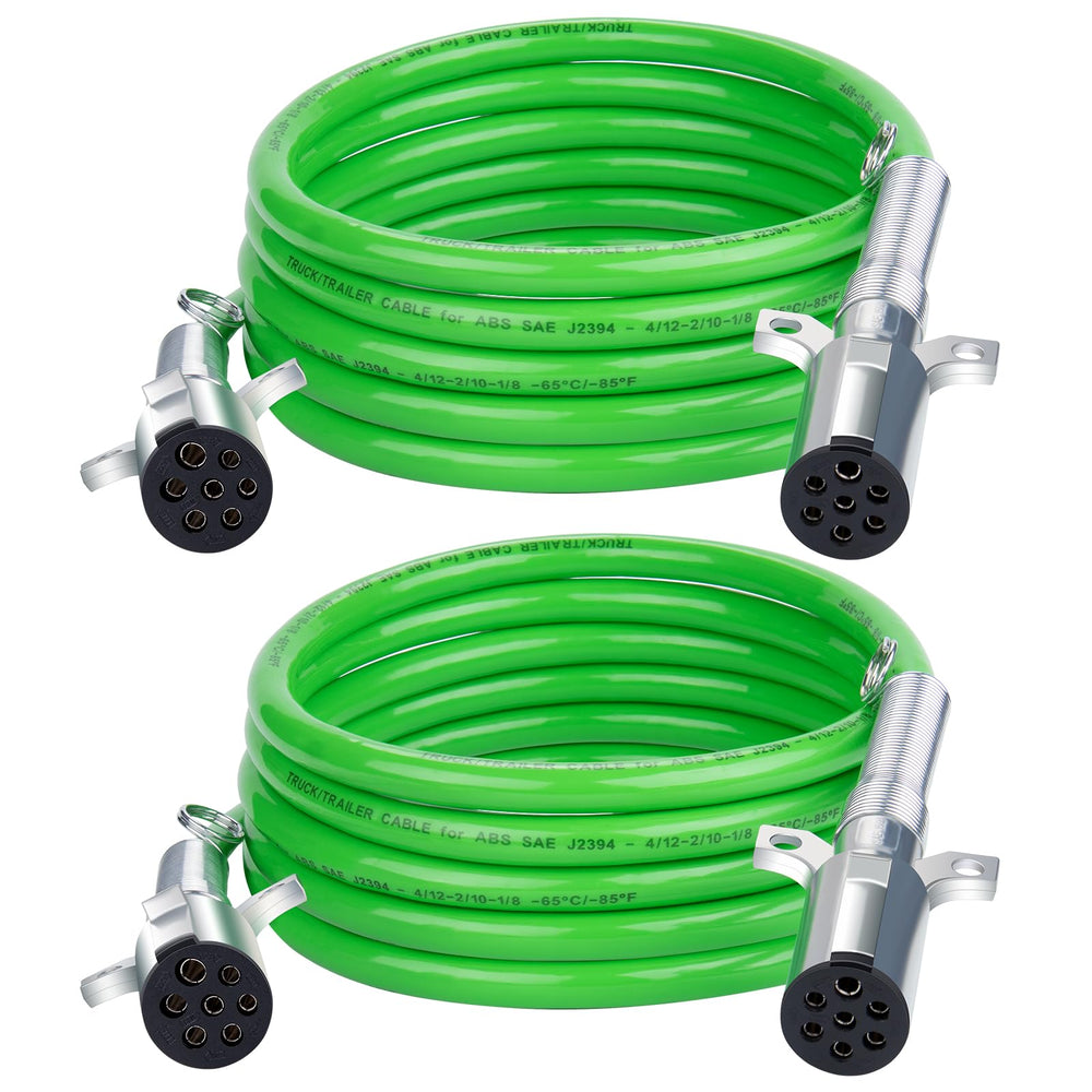 CheeMuii 7-Way trailer cord 15 ft green with straight connector for reliable lighting