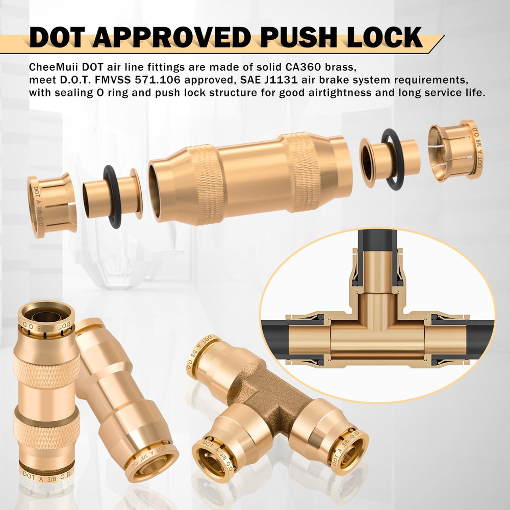 CheeMuii brass straight union connectors for secure hose connections.