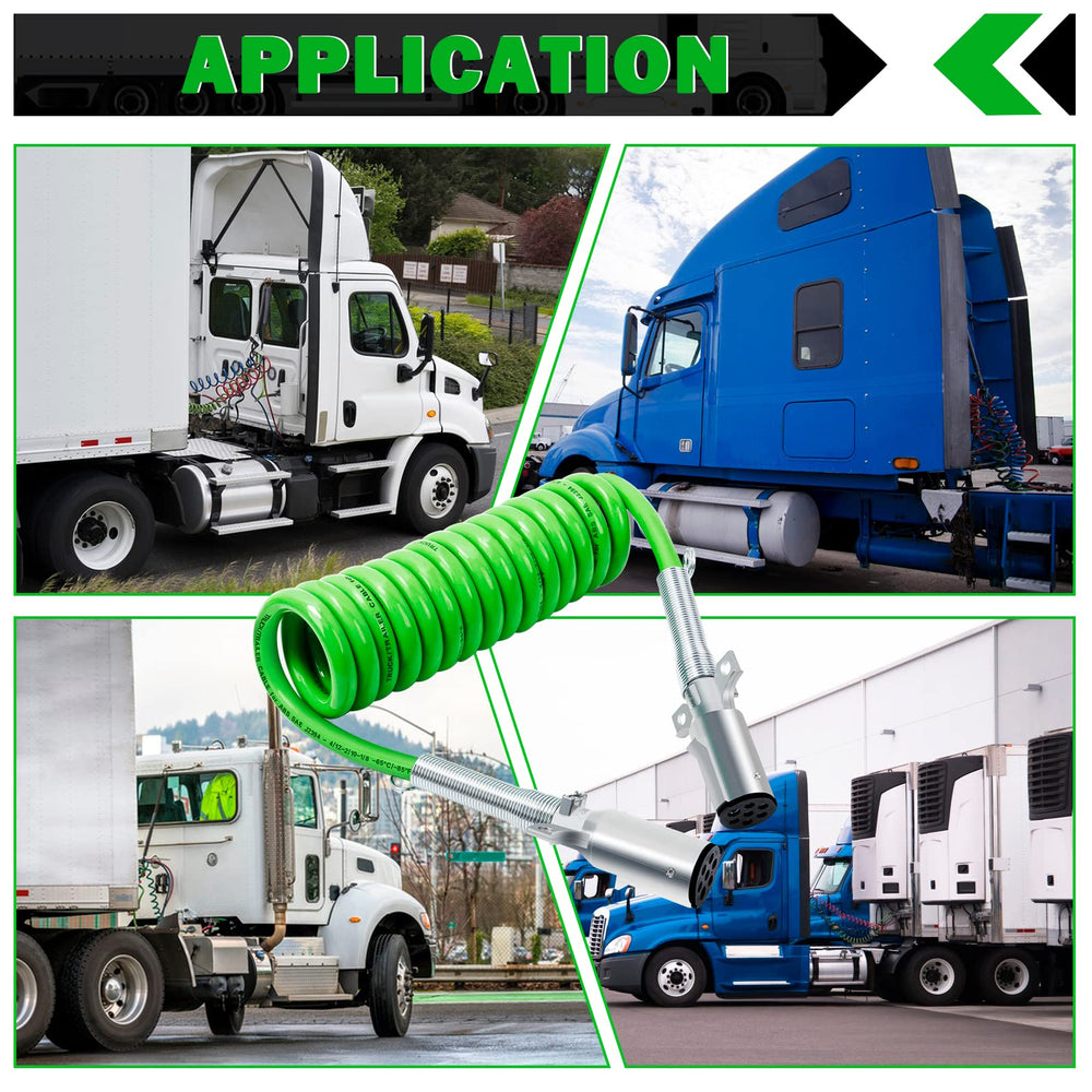 CheeMuii heavy-duty 15 ft green power cord built for semi trucks and tractors.