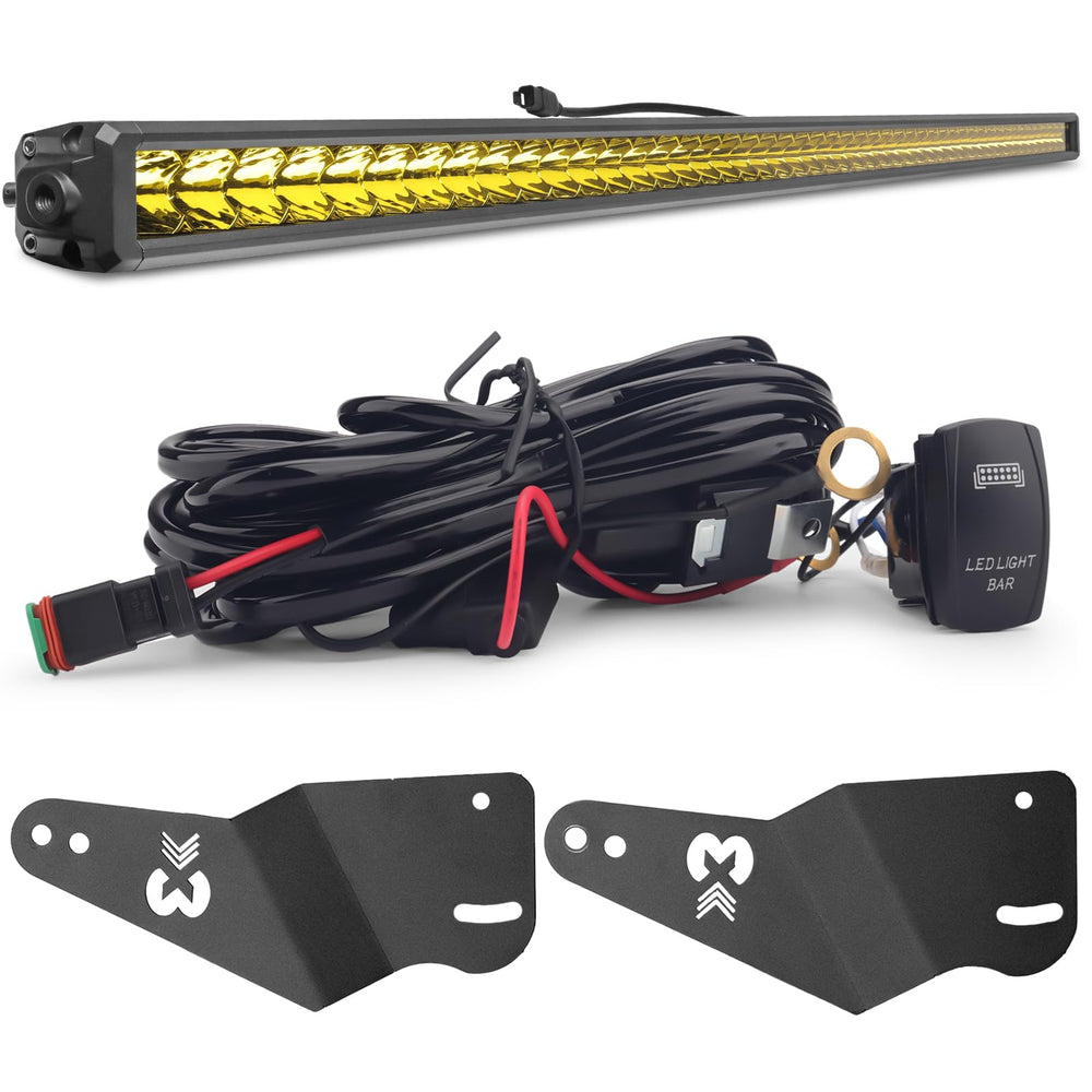 Yellow combo beam improves night riding visibility on the Maverick X3.