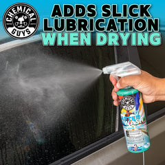 Spray-on while wet to streamline drying and protect paint