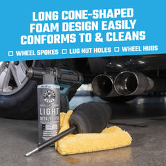 Reaches lug nuts and inner wheel edges easily