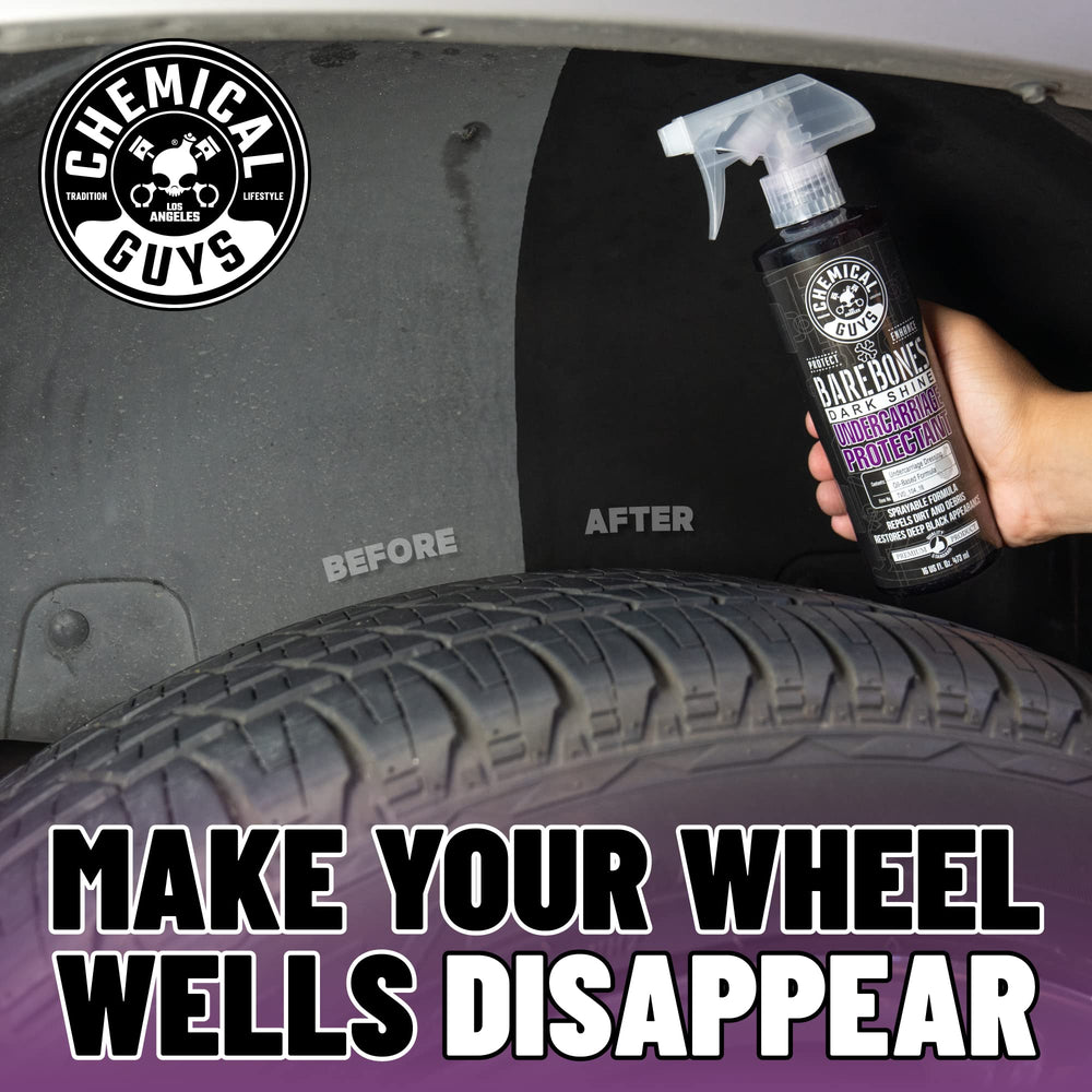 Chemical Guys Bare Bones Dark Shine inner fenders adds deep color without slick residue