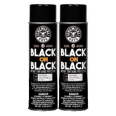 Chemical Guys Black On Black Trim Shine bottle pour delivering deep gloss on exterior trim.