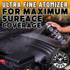 Chemical Guys Black On Black Trim Shine revives exterior plastic for a bold finish.