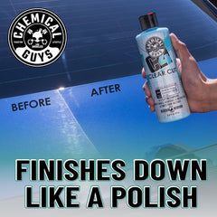 Chemical Guys C4 Clear Cut works with dual-action and rotary polishers