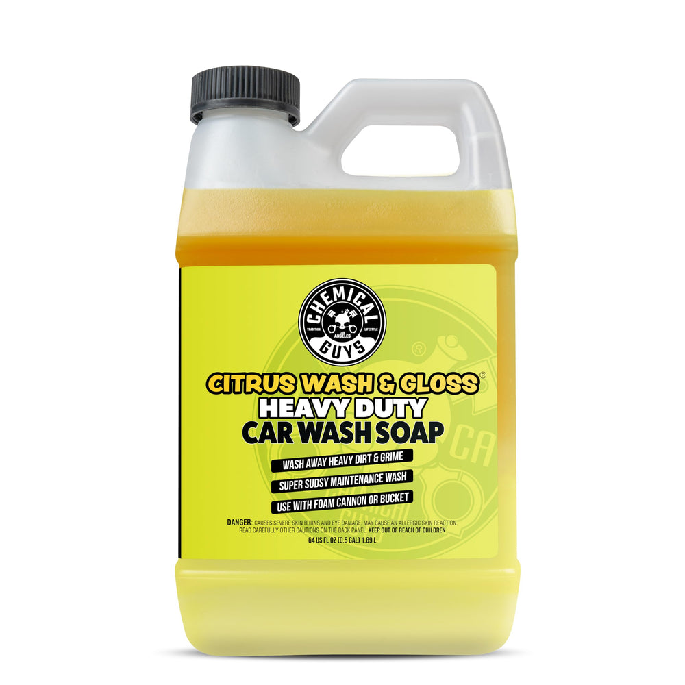 Chemical Guys Citrus Wash & Gloss creates thick foamy suds for safe washing.