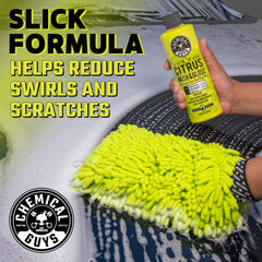 Chemical Guys Citrus Wash & Gloss soap creates thick suds and adds gloss.