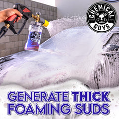 Chemical Guys Extreme Bodywash and Wax foam cannon suds blanket the vehicle.