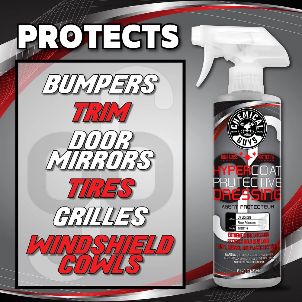 Chemical Guys G6 HyperCoat plastic restoration revives faded plastics with deep color.