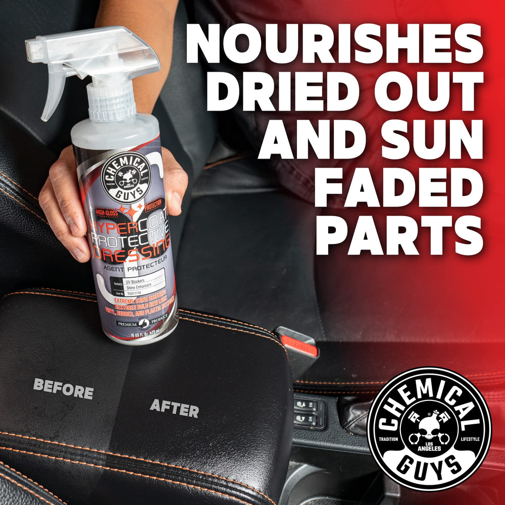 Chemical Guys G6 HyperCoat tire wet-look enhances external rubber with durable gloss.