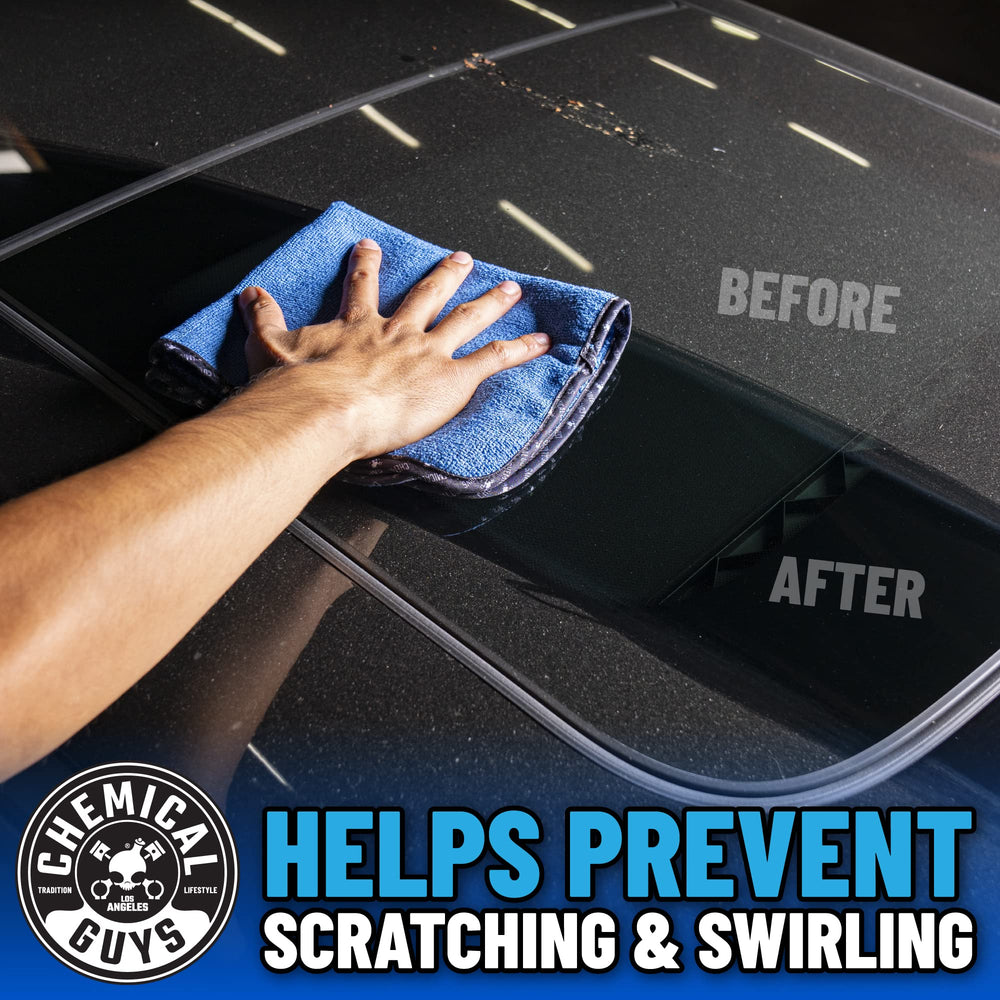 Chemical Guys glass-cleaning microfiber towel for streak-free results