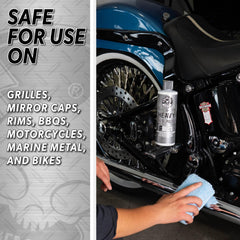 Chemical Guys Heavy Metal Polish Restorer on copper pipes restoring warm glow and resistance.