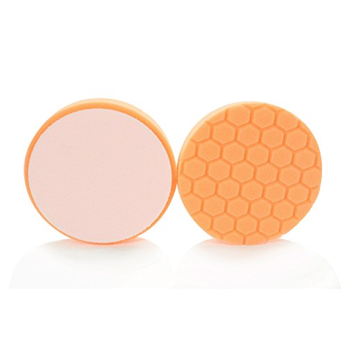 Chemical Guys Hex-Logic orange pad backside shows durable ring for reuse.