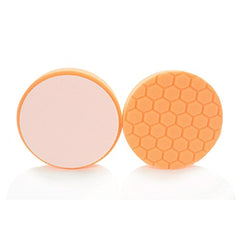 Chemical Guys Hex-Logic orange pad backside shows durable ring for reuse.