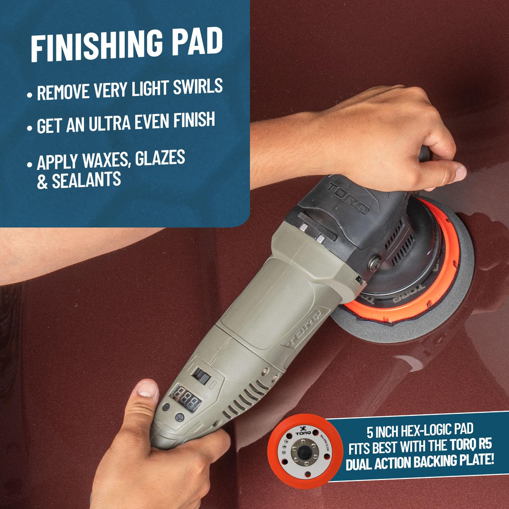 Chemical Guys Hex-Logic finishing pad compatible with DA or rotary polishers on most panels.