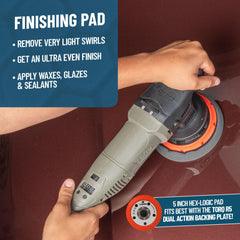 Chemical Guys Hex-Logic finishing pad compatible with DA or rotary polishers on most panels.