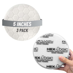 Chemical Guys Hex-Logic white pad top view showing ultra-light cut for refining paint.