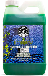 Chemical Guys Honeydew Snow Foam bottle showing rich suds for safe washing