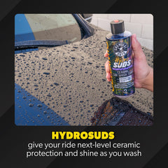 HydroSuds foam cannon application with thick suds lifting dirt gently.