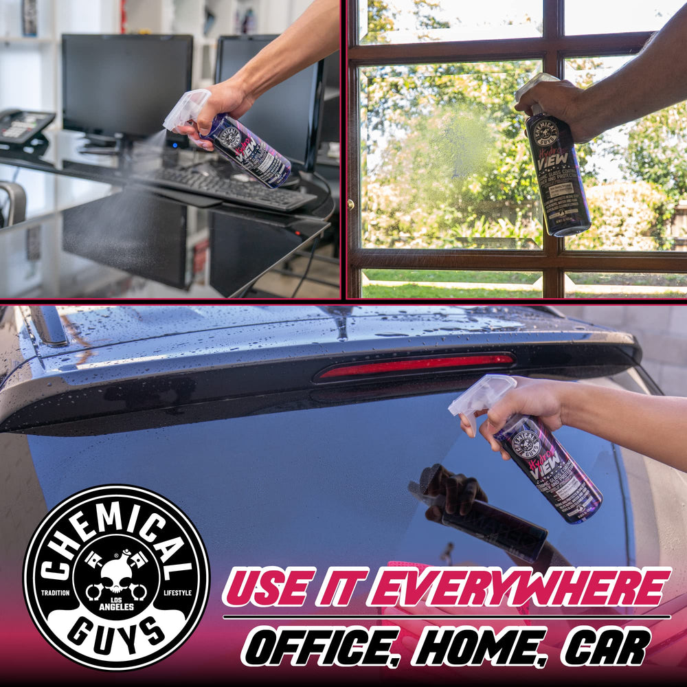 HydroView helps car windows stay cleaner between washes for longer.