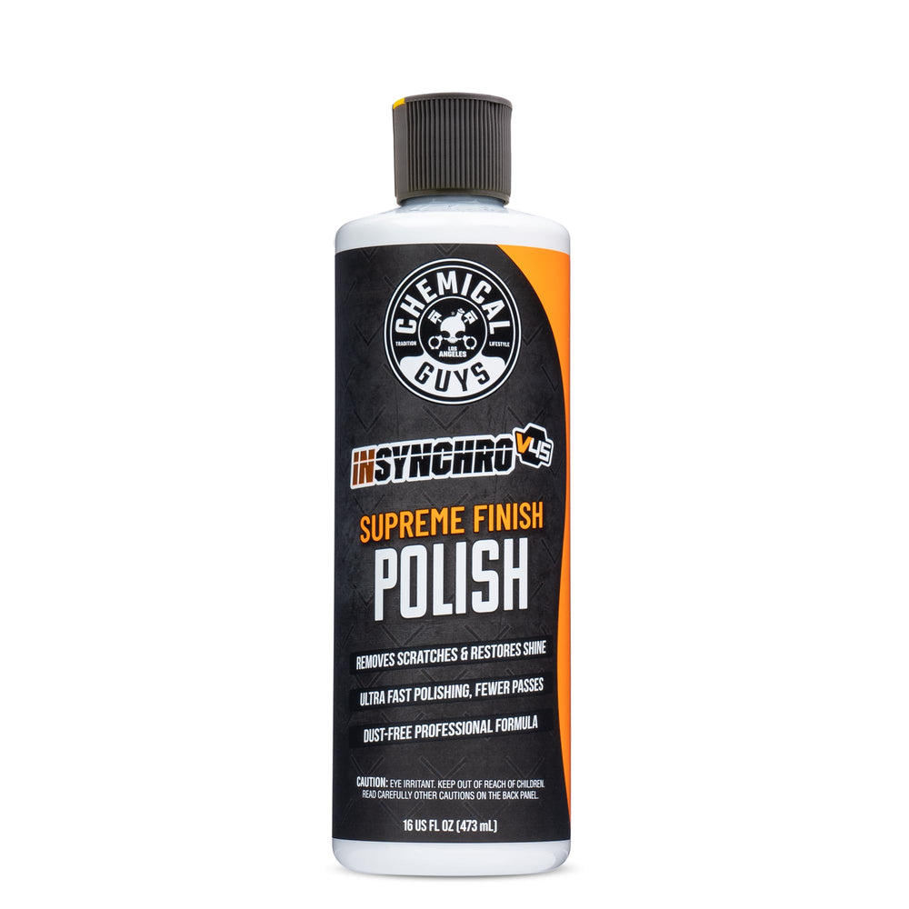Chemical Guys InSynchro V45 Polish jar closeup shows premium formula for flawless finish.