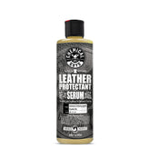 Chemical Guys Leather Protectant Serum bottle closeup protects leather surfaces