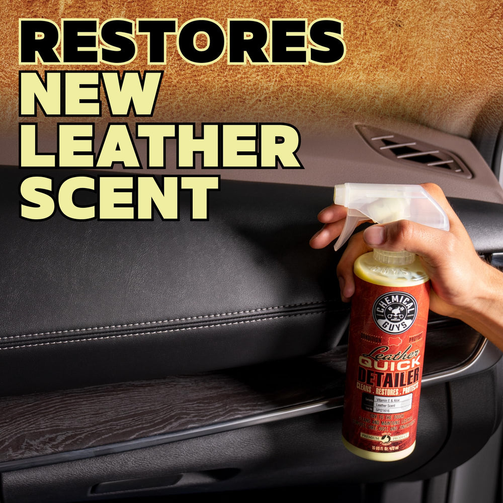 Chemical Guys Leather Quick Detailer on-the-go use keeps leather fresh.