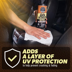 Chemical Guys Leather Quick Detailer Wipes used on steering wheel for soft leather