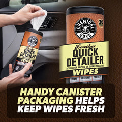 Chemical Guys Leather Quick Detailer Wipes ideal for interiors and bags