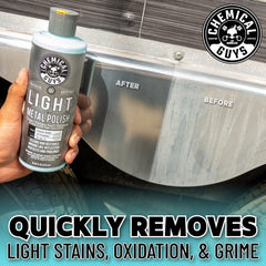 Chemical Guys Light Metal Polish enhances stainless steel with durable gloss