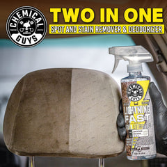 Chemical Guys Lightning Fast label closeup highlighting versatile surface use