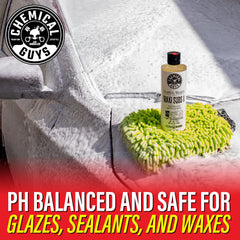 Bucket wash setup with Maxi-Suds II for safe cleaning without scratching.
