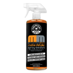 Chemical Guys Meticulous Matte Detailer bottle pour shows easy spray for matte finishes.
