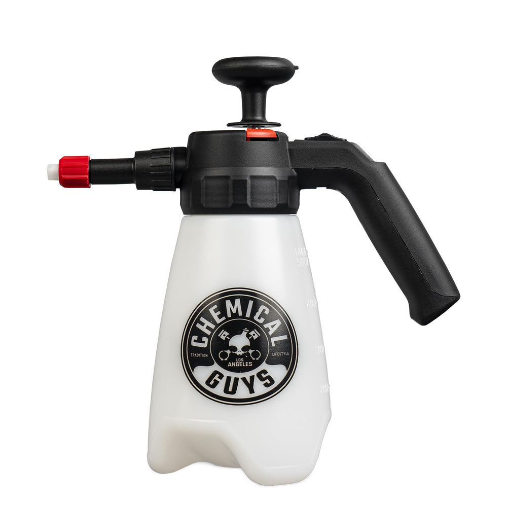 Chemical Guys Mr. Sprayer foamer pump delivers even foam coverage on wheels and tires