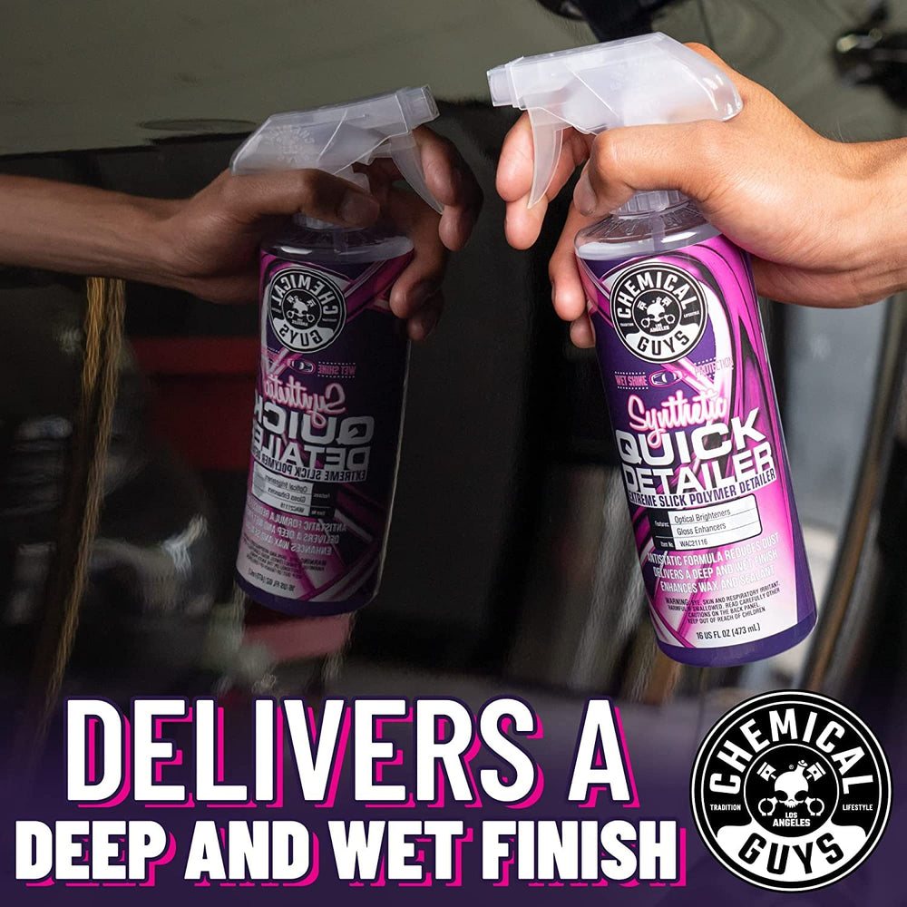 Chemical Guys Quick Detailer cleans and boosts gloss without wax buildup.