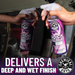 Chemical Guys Quick Detailer cleans and boosts gloss without wax buildup.