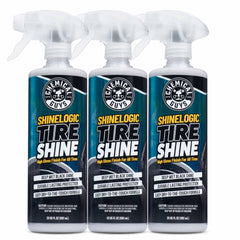 Chemical Guys ShineLogic Tire Shine 3-Pack bottles deliver a deep, durable tire gloss.