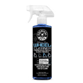 Chemical Guys Signature Series Wheel Cleaner bottle pour showing citrus power for brake dust removal