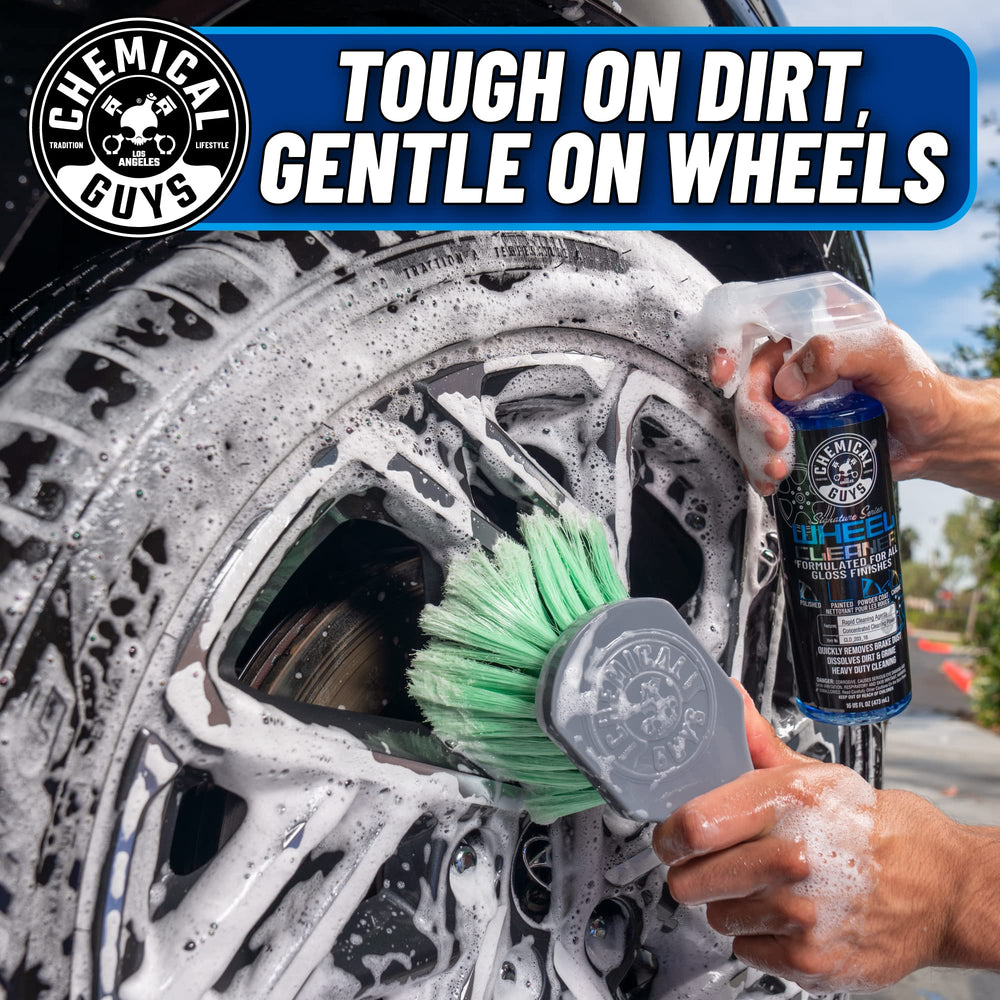 Concentrated wheel cleaner diluted four-to-one for economical use