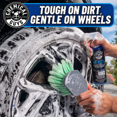 Concentrated wheel cleaner diluted four-to-one for economical use