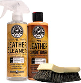 Chemical Guys SPI410 leather cleaner bottle for gentle dirt removal and color protection.