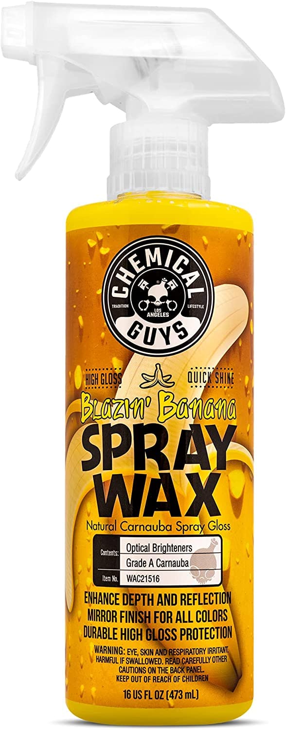 Chemical Guys Blazin' Banana-application-action shows quick spray-on use for a glossy finish