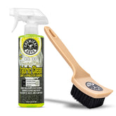 Chemical Guys Sprayable Citrus Fabric Clean bottle demonstrates easy spray application for car fabrics.